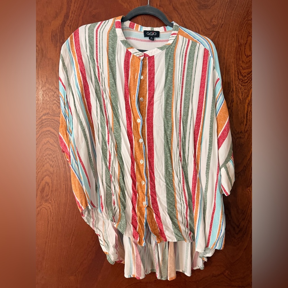 GGO Striped Button-Down Women's Shirt - Multicolor